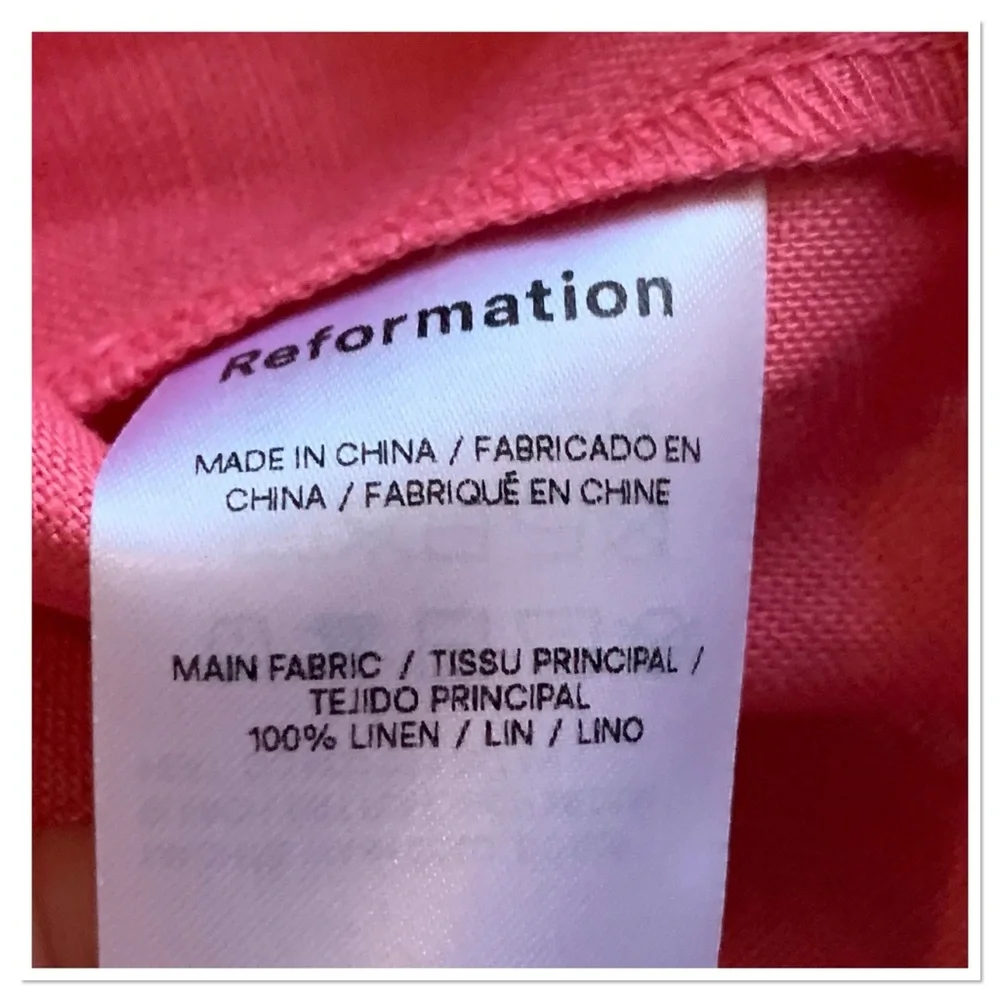 Reformation Aubree Linen Dress Sundried Tomato Size Extra Large - Picture 8 of 9